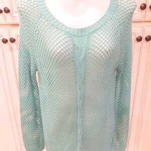 Forever 21 TURQUOISE BLUE Fisherman Net Top size Medium